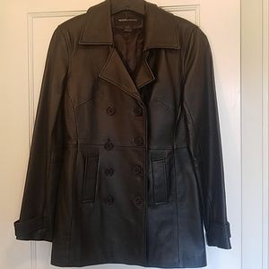 Moda International black leather coat